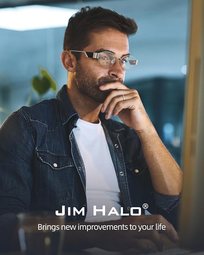 JIM HALO Trendy Oval Blue Light Glasses for Woman Men, Retro Round Computer Screen Blocker Glasses Eyes Protection UV400