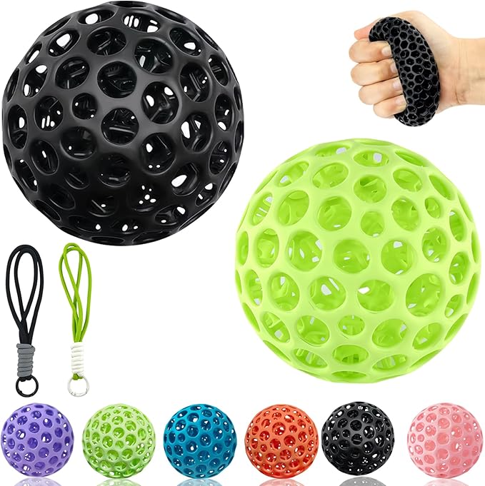 2Pcs 3D Printed Fidget Toy Stress Ball for Adults Grip Strength Trainer, Elasticity Fidget Bouncing Ball for Anxiety Relief, Novelty Gifts for Friends,Valentine Christmas Classroom Gifts for Kids