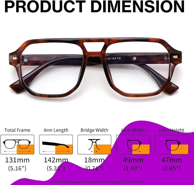 FEISEDY Aviator Blue Light Glasses for Men Women, Retro 70s Style Design Anti Glare Digital Eyestrain & Daily Wear B0284