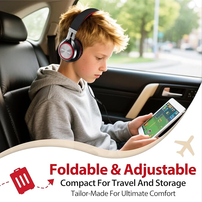 INFURTURE USB C Headphones with Mic,Volume Control,Tangle-Free Plaiting Line,Type C Headphones Wired,Lightweight Foldable for iPhone 15/16 Headphone Series/Tablet/School/Travel/Sports/Audiobooks