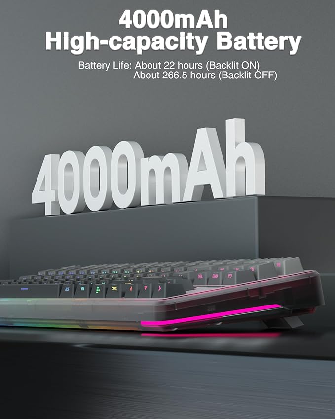AULA F87 Pro Wireless Mechanical Keyboard,Tri-Mode BT5.0/2.4GHz/USB-C Hot Swappable Custom Keyboard,Pre-lubed Switches,Side Printed PBT Keycaps,75% TKL RGB Backlit Gaming Keyboards