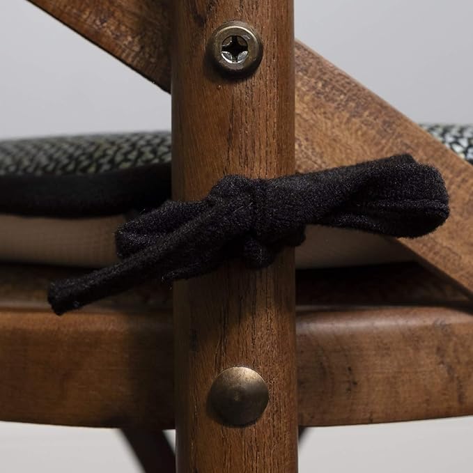 Sweet Home Collection Chair Cushion Memory Foam Pads with Ties Honeycomb Pattern Slip Non Skid Rubber Back Rounded Square 16" x 16" Seat Cover, 4 Pack, Cameron Black Sage Blue