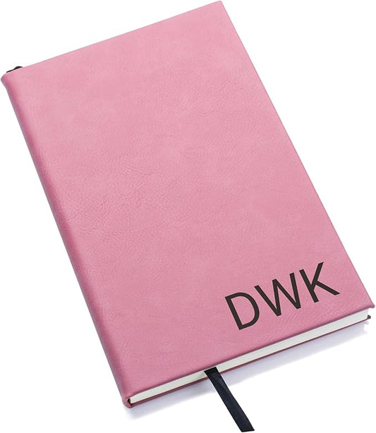 Lifetime Creations Custom Notebook Journal with Monogram (Pink) - Personalized Journaling Notebook, Hard Cover Notepad, Gift for Employees, Travelers, Business Professionals