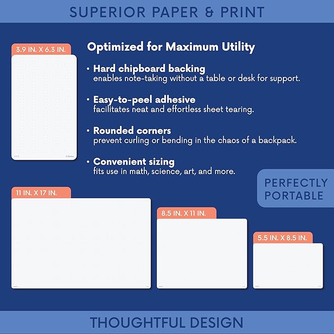 Notsu Dot Grid Desk Notepad 2 Pack | Minimalist Dotted Memo Mouse Pads with Premium Thick Paper, Small 5.5" x 8.5"