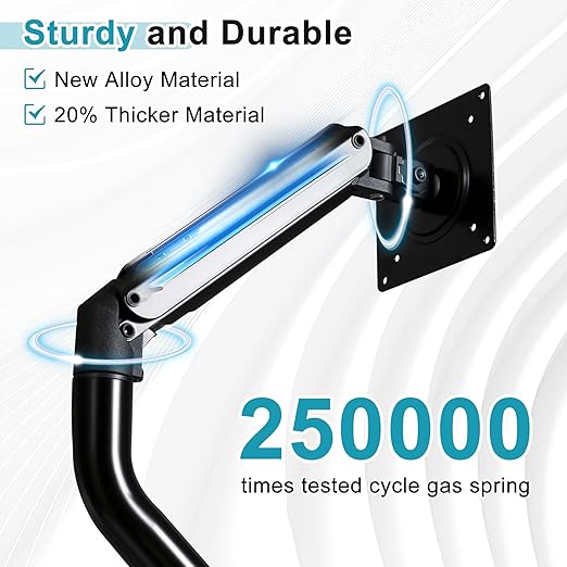 Lyngins Single Monitor Mount, Adjustable Monitor Arm Desk Stand for 15 to 32 inch Screens, VESA Mount with 75x75/100x100 mm, Computer Monitors Gas Arm Holds Up to 19.84 lbs - Black