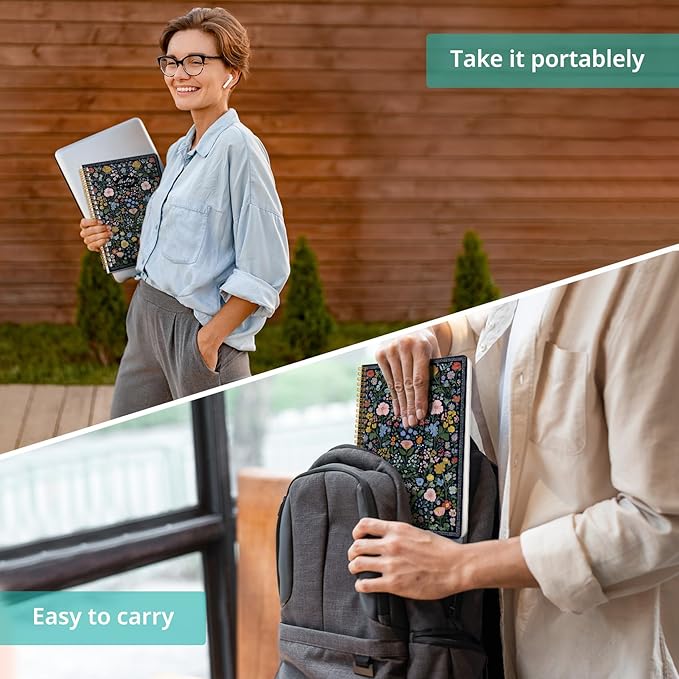 Meeting Notebook for Work Organization, Aesthetic Meeting Minutes Notebook for Work, Event Project Agenda Planner Organizer, Perfect for Office School Business Supplies, 6.9" X 9.7" - Garden of Whimsy