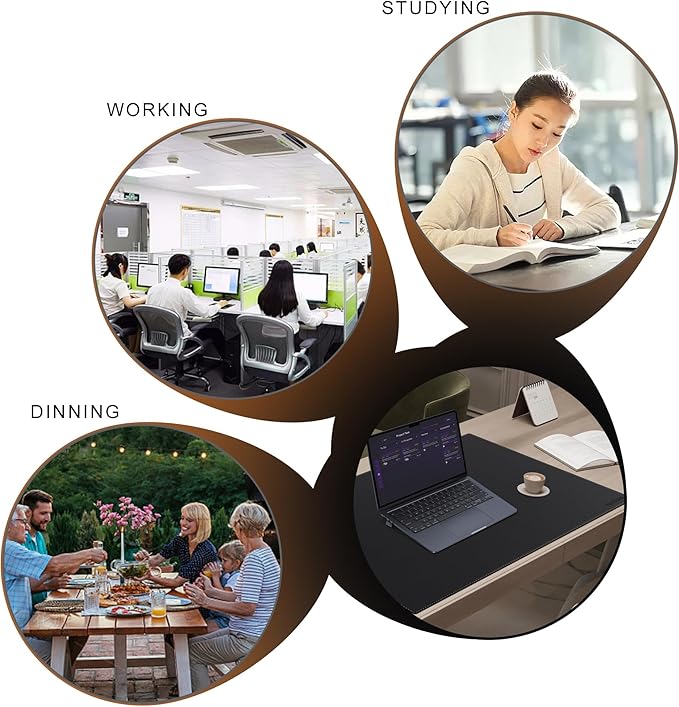 MAIDERN Leather Desk Mat, 31.5” x 24” Reversible Large Desk Pad Mat, Cork & Leather Large Mouse pad for Desk, Waterproof Computer Desk Mat for Gaming Home Office (Black)