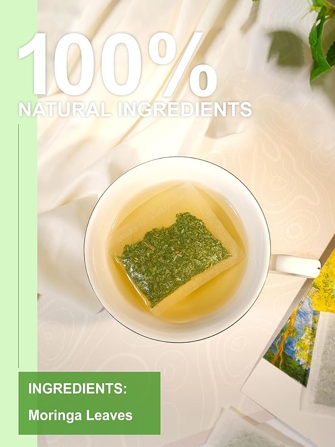 TeeLux Moringa Tea Bags, Natural Moringa Leaf Tea, Fresh & Smooth Taste, Caffeine Free, 100 Count