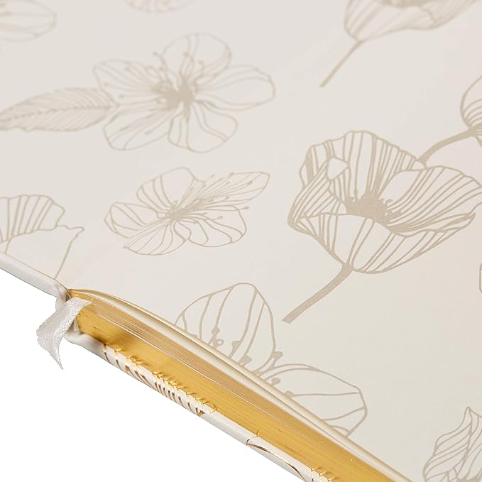 Eccolo Desk Size Hardcover Journal, 256 Lined Page Notebook with Gold Edge Paper, 8-x-10-inch, Gold Flower