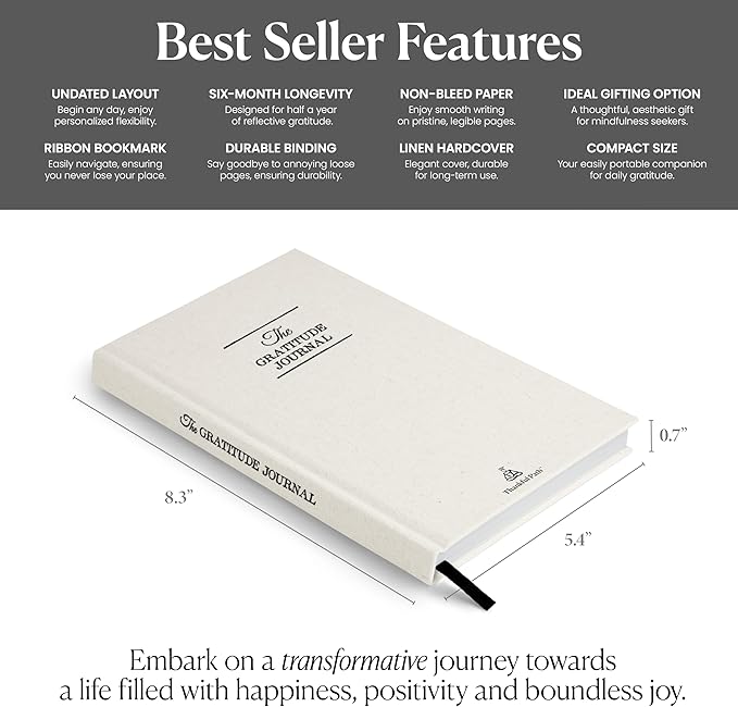 The Original Gratitude Journal 2025 - 5 Minute Gratitude Practice with Inspiring Quotes and Mindful Prompts for Affirmation, Reflection & Wellness - Daily Happiness Journal for Women & Men by Thankful Path