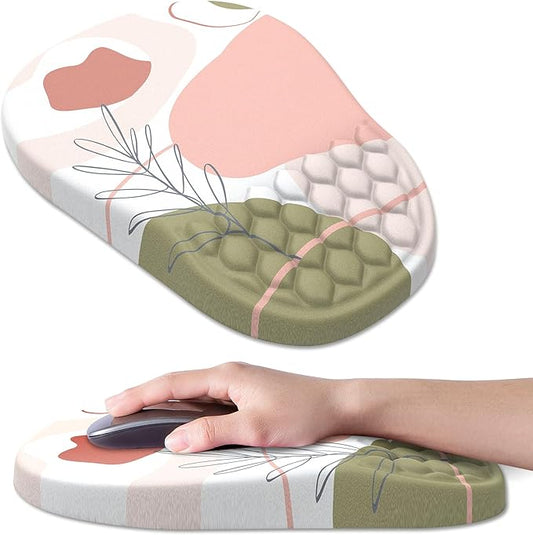 Ergonomic Mouse Pad Wrist Support, with Memory Foam & Non-Slip PU Base, Comfortable Massage Design Mouse Pad Relieve Wrist Fatigue&Pain, Suitable for Computer, Office and Home(03Rose)