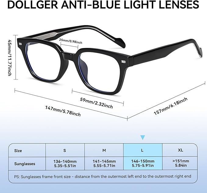 Dollger Blue Light Glasses for Men Women Blue Light Blocking Computer Screen Glasses Men Clear Frames Eyeglasses