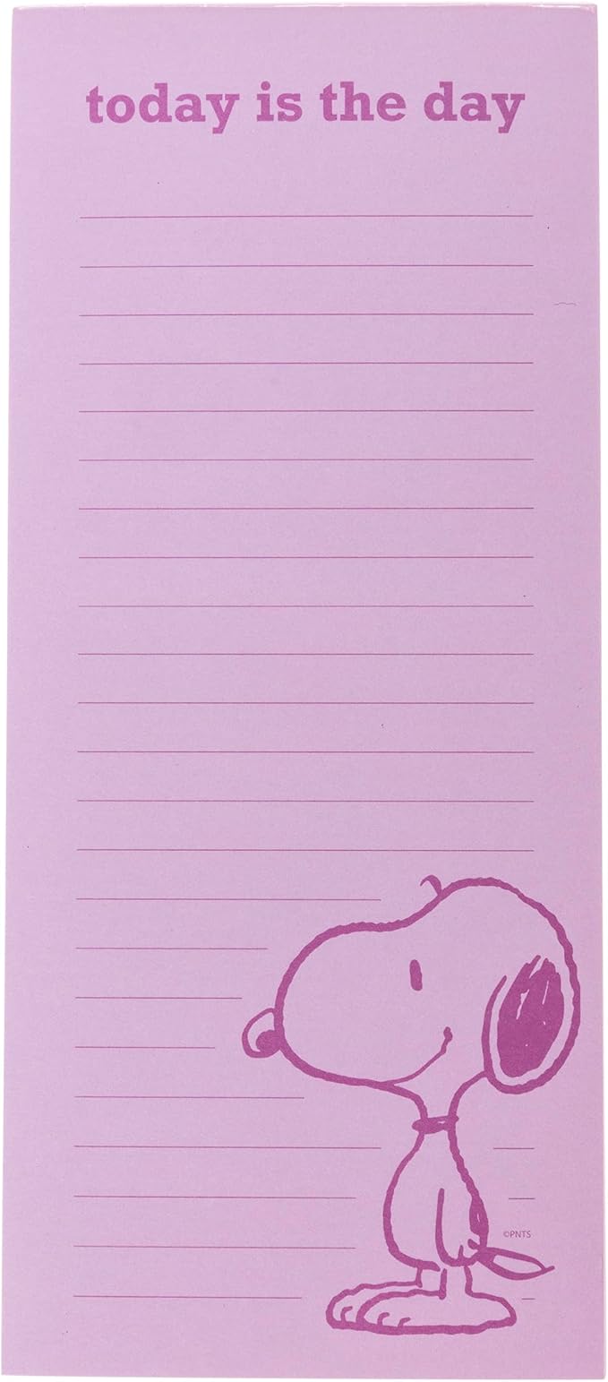 Graphique Today is the Day Magnetic Notepad, 100 Tear-Away Sheets for Grocery, Shopping & To-Do Lists, Magnetic Writing Pad for Fridge, Kitchen, Office, Fun Gift for Snoopy Lovers