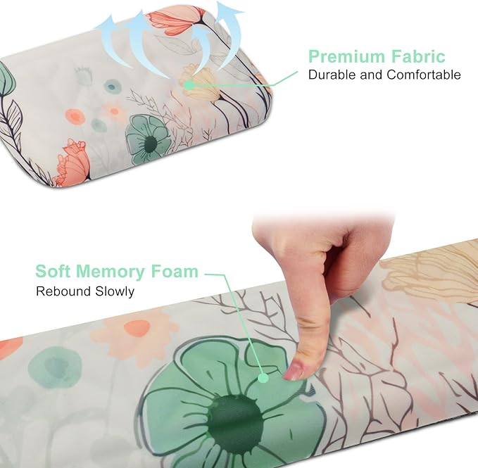 Petmolico Mouse Pad Set Wrist Rest with Keyboard Desk Pad,Mouse Pad with Wrist Rest,Typing Wrist Pad and Cup Coasters,Ergonomic Design for Typing Pain Relief[Light Brown,Big Flower]