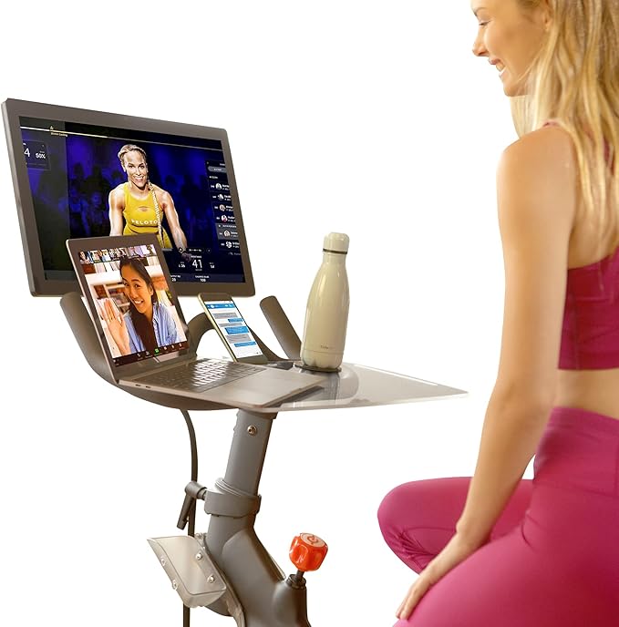 Selina for Peloton Bike Desk Tray Table for Laptop, Tablet, Phone & More | Premium Clear Acrylic Tray Compatible with The Peloton Bike Standard - Selina Peloton Accessories (Bike Standard)