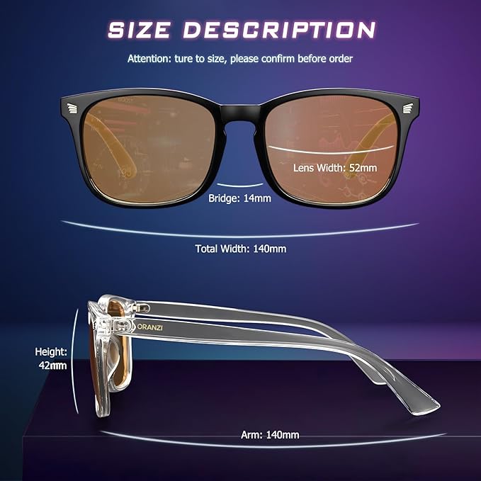 2 pack 98.6% Blue Light Blocking Glasses Men Woman for Better sleep, Computer Gaming Glasses Blue Light Filtering Amber Lenses Anti-Fatigue & Eye Strain