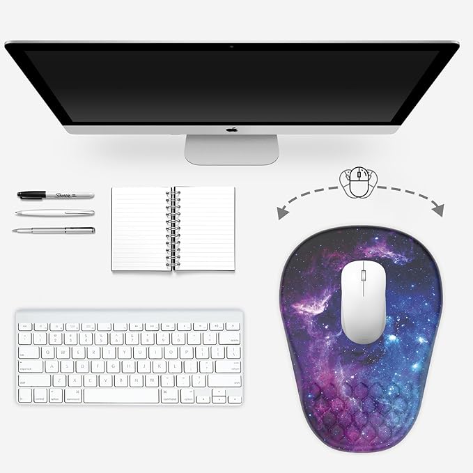 Ergonomic Mouse Pad Wrist Support, with Memory Foam & Non-Slip PU Base, Comfortable Massage Design Mouse Pad Relieve Wrist Fatigue&Pain, Suitable for Computer, Office and Home(05Starry Sky)