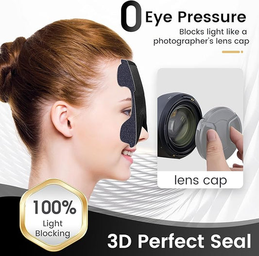 ringchan True Blackout Eye Masks for Sleep, Office Nap or Long Flight Trip, Zero Pressure on Eyeballs and Eyelids, Conveniently Adjustable Strap, Soft and Comfortable Night Blindfold - Jet Black