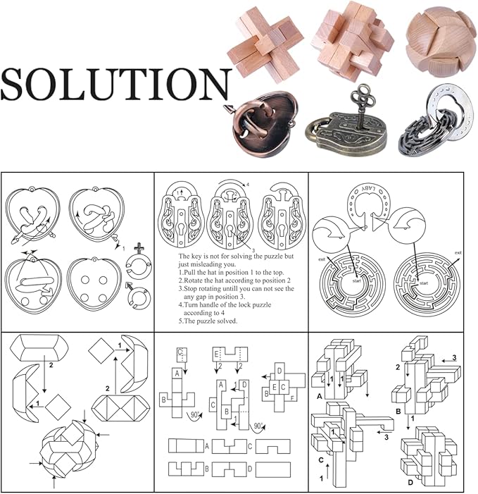 Brain Teaser Puzzle for Adults Puzzles Metal Hole Lock Adult Educational Toy Jigsaw IQ Puzzle（6 Pack） (Silver)