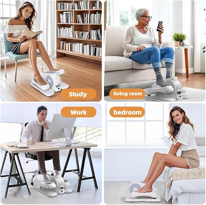 Under Desk Elliptic Leg Exercise Machine, 12 Speed Adjustment, Forward and Backward Movement, Suitable for Elderly Leg Exercise Oval Machine Seniors Oval Foot Pedal Machine