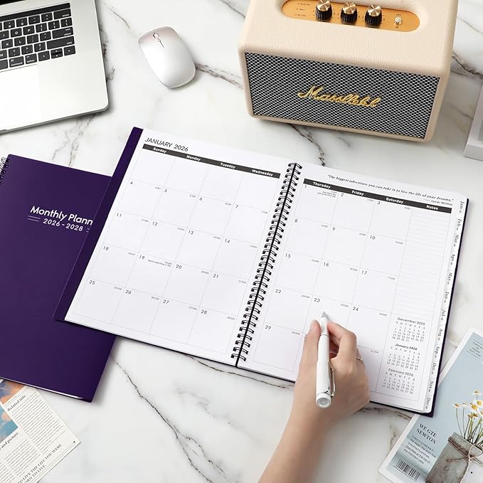 2026-2028 Monthly Planner - 3 Year Monthly Planner 2026-2028, Jan 2026 - Dec 2028, 9" x 11", 36-Month Calendar with Tabs - Purple