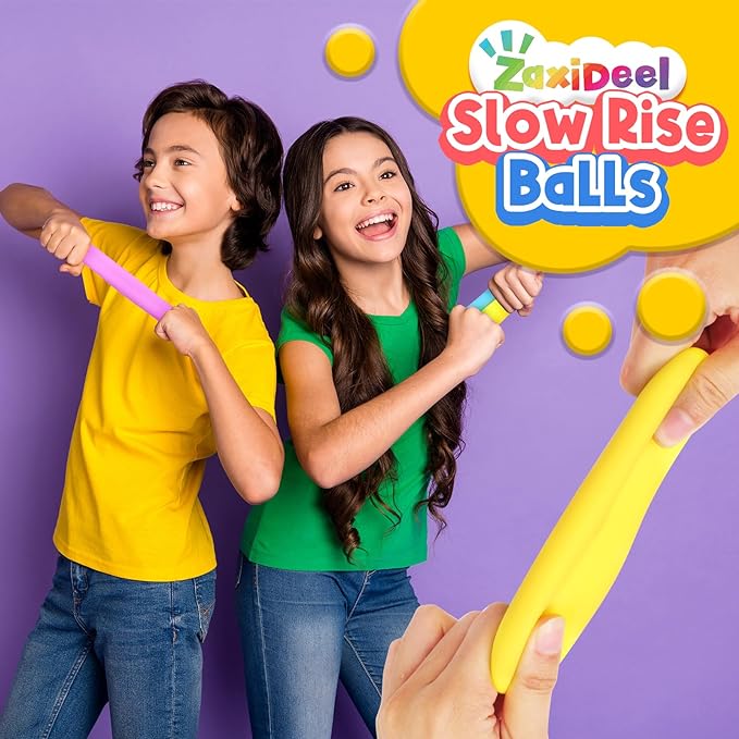 Mini Slow Rising Stress Balls 24 Pack, Stretchy Squishy Ball for Anxiety Relief, Fidget Toys Classroom Supplies for Student Teacher, Travel Sensory Toys for Kids Adults