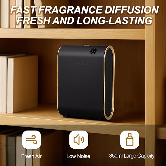Home Bluetooth Smart Waterless Aromatherapy Machine, Essential Oil Diffuser, with Fragrance Coverage of up to 2000 Square feet, Suitable for Home, Hotel, Restaurant, Office, and spa Center.（Black）