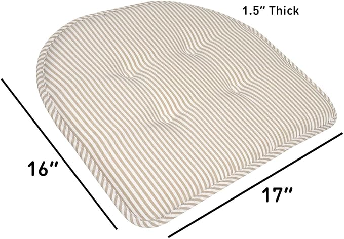 Chair Cushion Memory Foam Pads Tufted Slip Non Skid Rubber Back U-Shaped 17" x 16" Seat Cover, (Pack of 3)