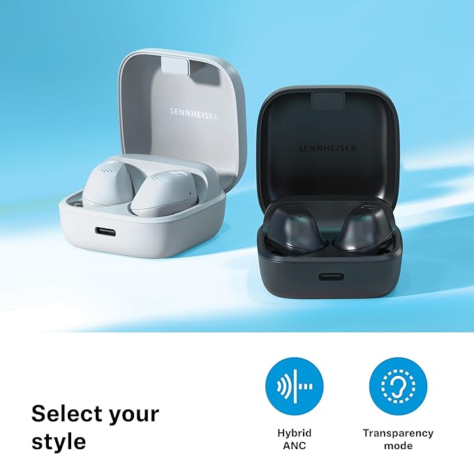 Sennheiser ACCENTUM True Wireless Earbuds - Crystal-Clear Sound with Hybrid ANC, Ergonomic Design, 28-Hour Battery Life, Touch Interface, Black