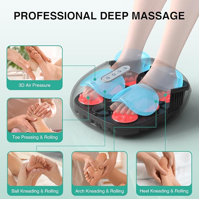 Medcursor Foot Massager Machine with Heat, Shiatsu Deep Kneading, Delivers Relief for Tired Muscles and Plantar, Multi-Level Settings & Adjustable Intensity for Home or Office Use, Gifts for Women Mom