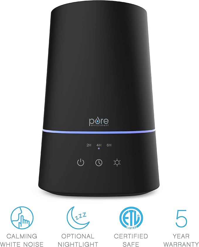 Pure Enrichment HUME Max - Easy Top Fill Ultrasonic Cool Mist Humidifier, 3.7 L (1 Gallon) Tank, 3 Mist Settings + Auto Shut-Off Timer - Ideal for Large Bedrooms, Baby Nurseries and Offices (Black)