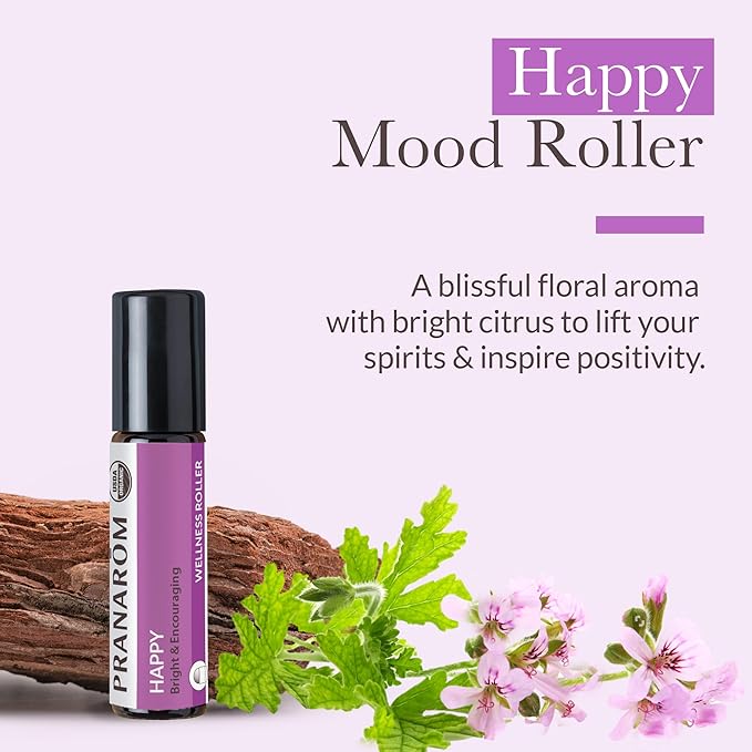Pranarom - Happy Mood Roller Wellness Blend 8ml - for Wellness Seekers - Aromatherapy for Relaxation - Uplifting Organic Essential Oils