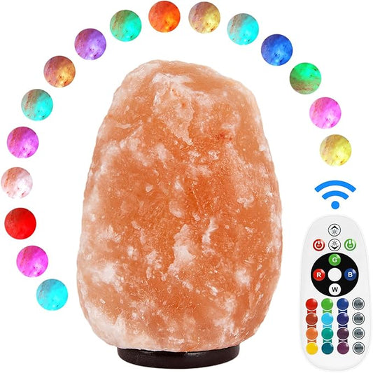 Himalayan Salt Lamp - 9-11 Inch 11-15 lbs, Natural Pink Salt Rock Lamp with Remote Control, 16 Color-Changing LED, USB-Powered Night Light for Home, Office, Bedroom, Yoga Decor
