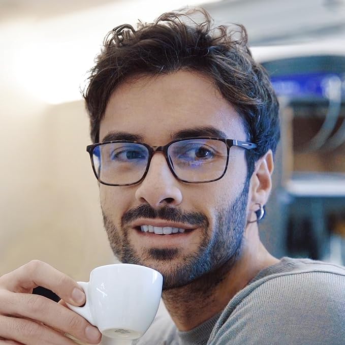 BLUEMOKY Blue Light Reading Glasses for Men，Sport Square Frame Readers, Anti Glare Computer Glasses