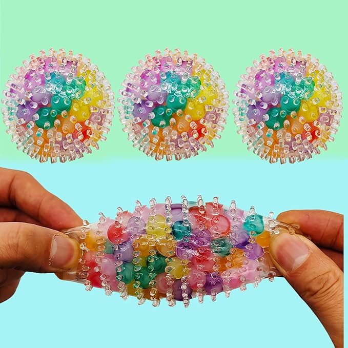 4 Pcs Squishy Stress Balls Fidget Toys for Adults, Stress Relief Squeeze Fidget Balls Set for Party Favors Birthday and Goodie Bag Stuffers
