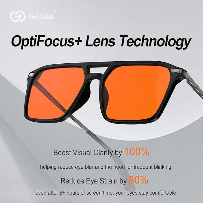 Goiteia Orange Blue Light Blocking Glasses-Retro 70s Blue Light Glasses for Men Women, Easier Sleep and Migraine Relief