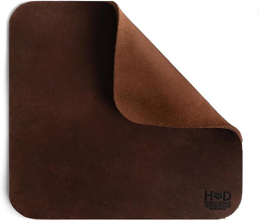Hide & Drink Genuine Leather Mouse Pad, Anti Slip Leather Mousepad for Gaming, for Apple Magic Mouse & PC, Ergonomic Non Slip Base, Brown & Black Large Mat Pads for Desk, Computer Mousepads for Men