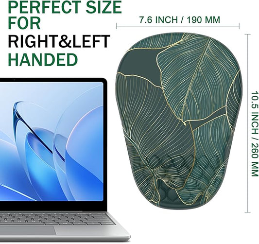 Ergonomic Mouse Pad Wrist Support, with Memory Foam & Non-Slip PU Base, Comfortable Massage Design Mouse Pad Relieve Wrist Fatigue&Pain, Suitable for Computer, Office and Home(05Green Leaves)
