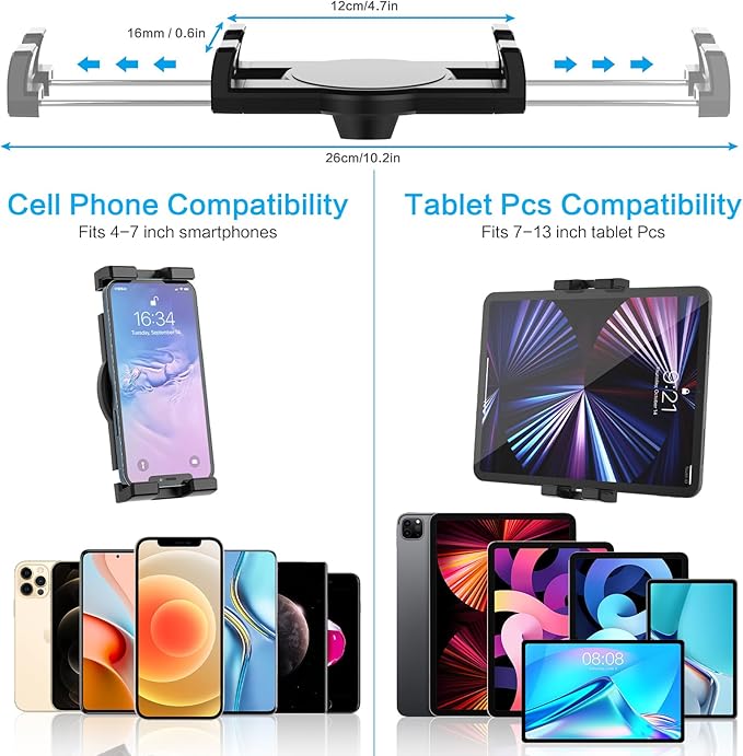 Metal Long Arm Tablet Wall Mount Holder [Aluminum Arm 37"] Adjustable Wall Tablet Stand with Foldable Arm for iPad Pro Air Mini, Galaxy Tab, Surface, Switch, Fire, iPhone, 4-12.9"