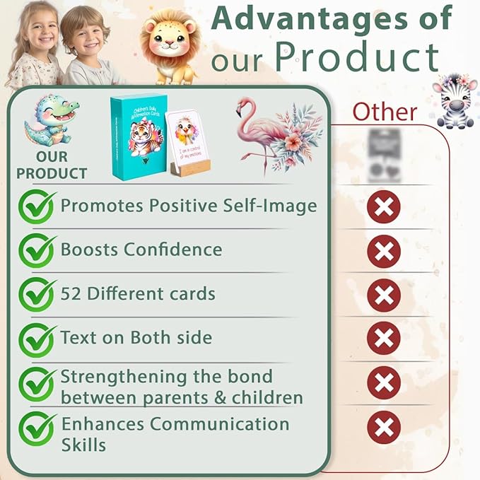 BHW- Daily Positive Affirmations Cards for Kids Mindfulness Skills Positive Messages Inspirational Card Mindful Kids Cards Kindness Notes Kid Affirmation Meditation Cards for Teens 52Pcs