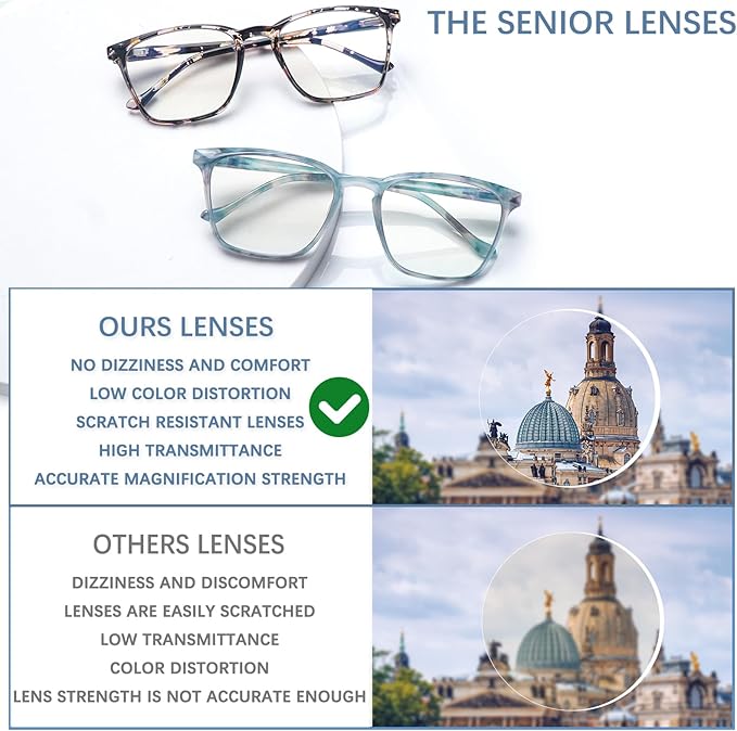 3 Pack Progressive Multifocal Reading Glasses Blue Light Blocking Spring Hinge Fashion Print Eyeglasses for women