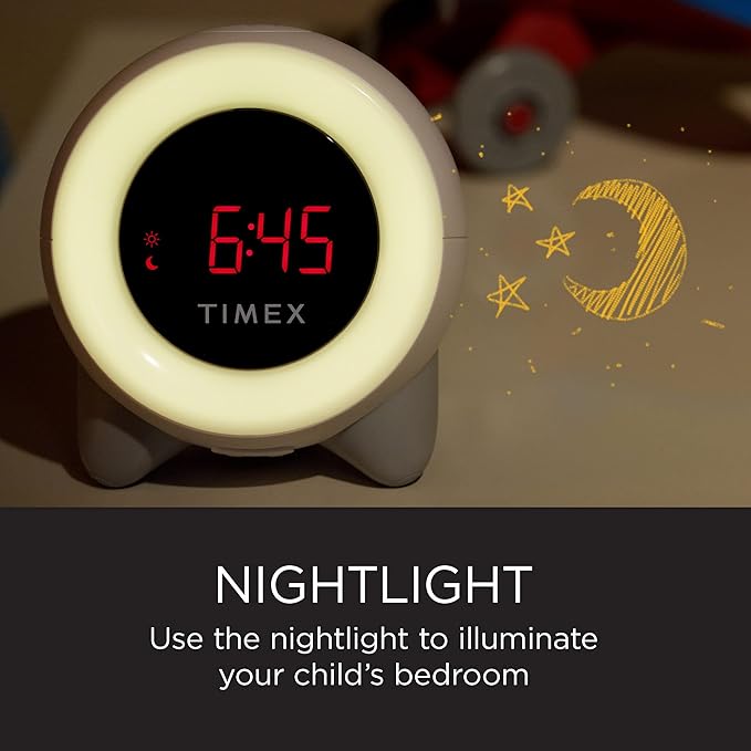 Timex Children's Sleep Training Nightlight Alarm Clock(TK321), Time to Rise, White Noise Soother, Toddler Sleep Trainer, Sleep Sounds Machine, Night Light, Nap Timer, Kids Alarm Clock