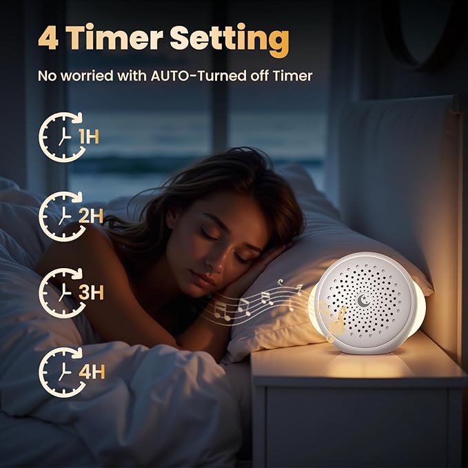 Portable White Noise Machine with Rechargeable Battery, 27 Soothing Sounds & Night Light, Sleep Soother for Baby Adults, 24H Playtime, Compact Travel Sound Machine for Home Office Nursery