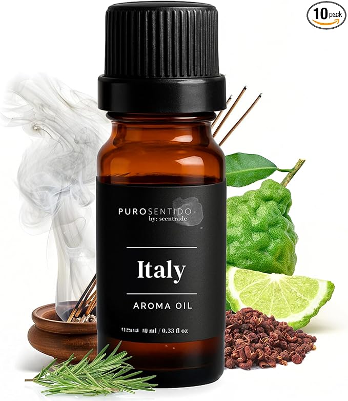 PuroSentido Italy Aroma Oil (10 ml) - Luxury Fragrance Oil for Diffusers and Humidifiers, Sicilian Lemon, White Rose & Musk Home, Hotel & Spa Scent