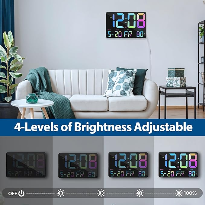 SZELAM Digital Clock Large Display,11.5"Digital Wall Alarm Clock with Remote Control,LED Oversized Electric Clock with Calendar,12/24H,Adjustable Brightness Large Clock for Home Office Kitchen Bedroom