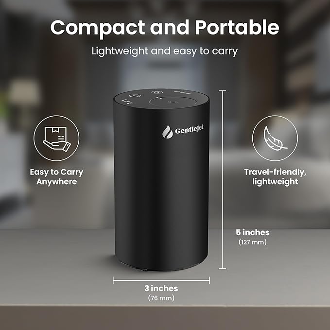 LiteMist Waterless Essential Oil Diffuser - Aluminum Aromatherapy Oil Diffuser, Rechargeable USB-C Scent Diffusers for Home, Car & Office, Quiet Operation, 0.35oz/0.7oz Bottle Capacity