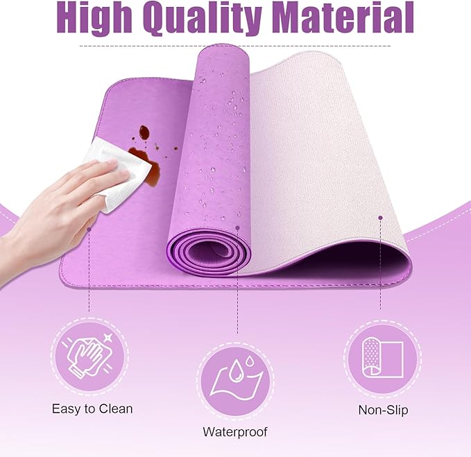 Lilac Leather Desk Pad, 47.2'' x 23.6'', Suede Base, Non-Slip, Waterproof Office & Home Writing Pad