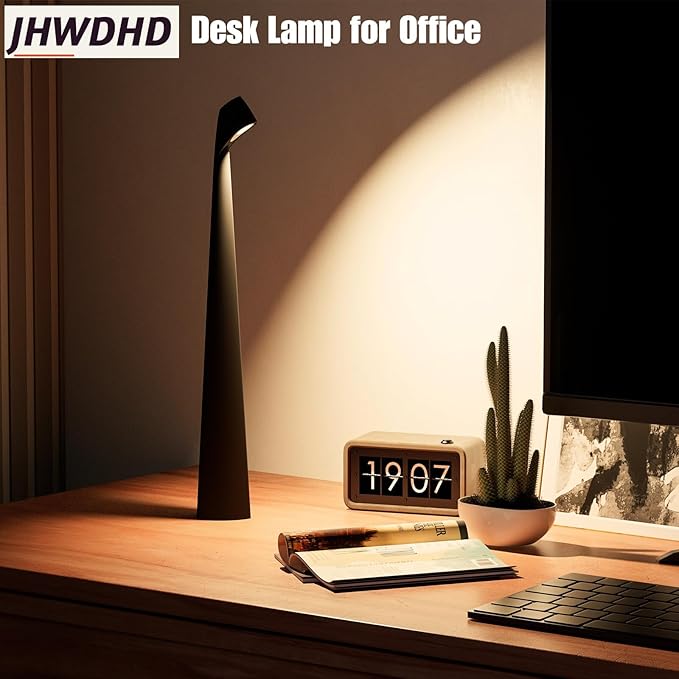 Cordless Portable LED Table Lamp,Built-in Rechargeable Battery-5000mAH,Dimmable Touch Small Desk Reading Lamp with 3-Level Brightness for Bedroom/Living Room/Office (Black)