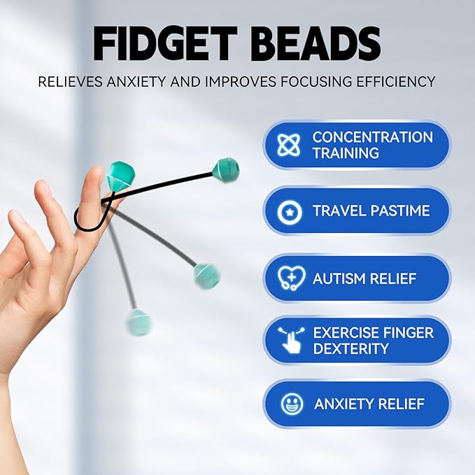 Fidget Beads, Metal Fidget Toy EDC Anxiety Relief Toy for Men Women Teens Skill Players Stress Relief Toys(A-Green)