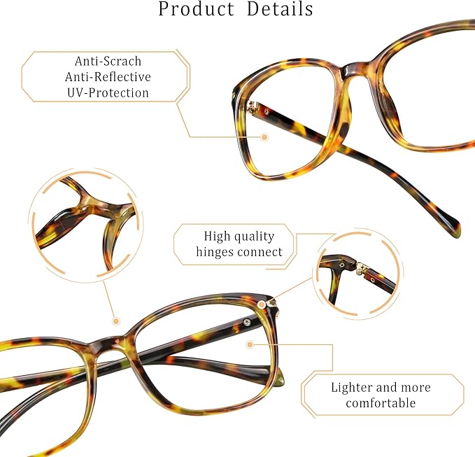 LifeArt Blue Light Blocking Glasses, Anti Eyestrain, Computer Reading Glasses,TV Glasses for Men and Women